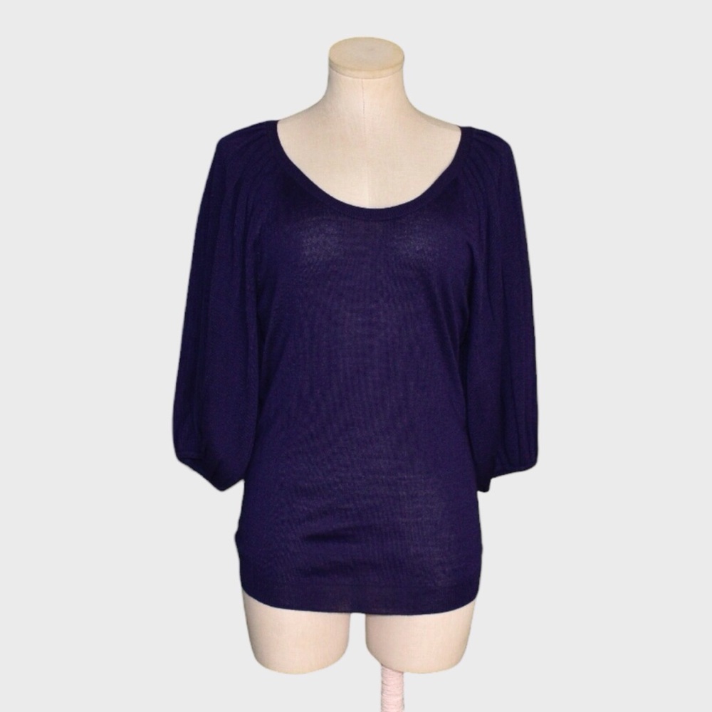 LOFT Merino Wool Blend Scoop Neck Balloon‎ Sleeve Sweater